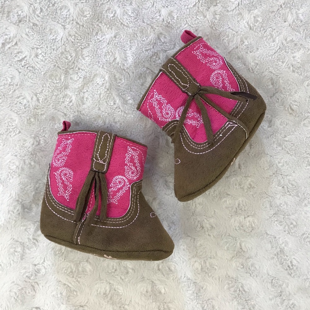 Rising Star Cowgirl Boot Booties Pink Brown Soft
